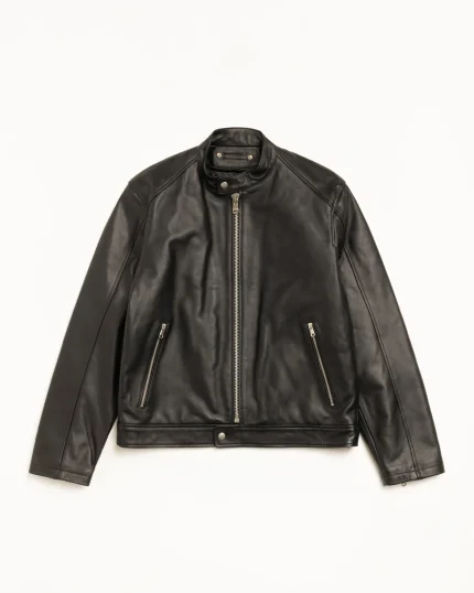 Veste En Cuir Café Racer Noire